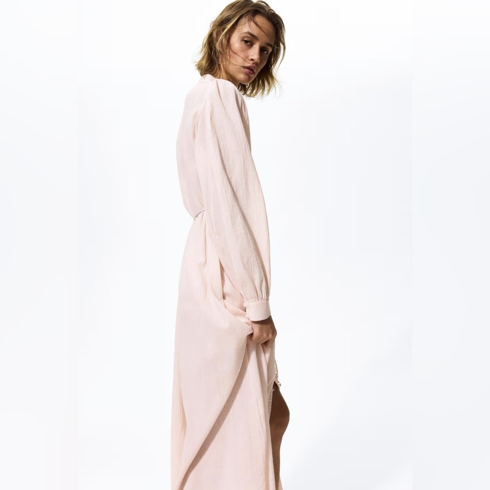 LIGHT PINK LACE-DETAIL COTTON DRESS - Picture 4 of 8